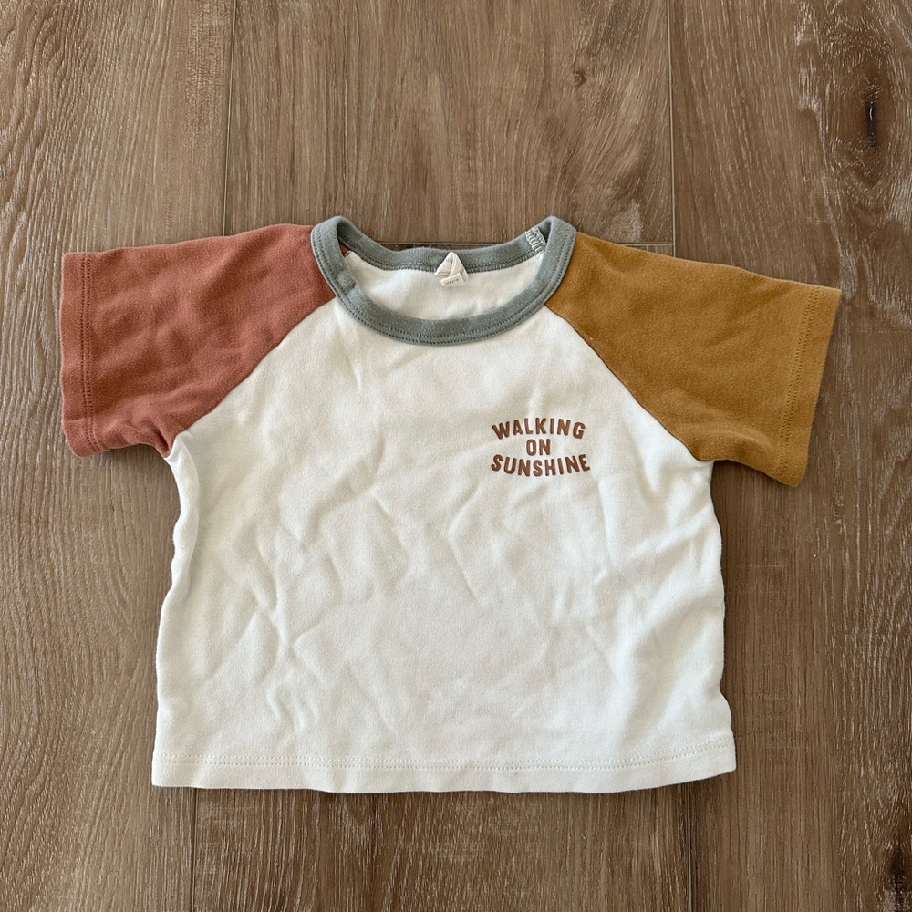 Walking on Sunshine Kids Raglan Tee - White, Brown, Tan
